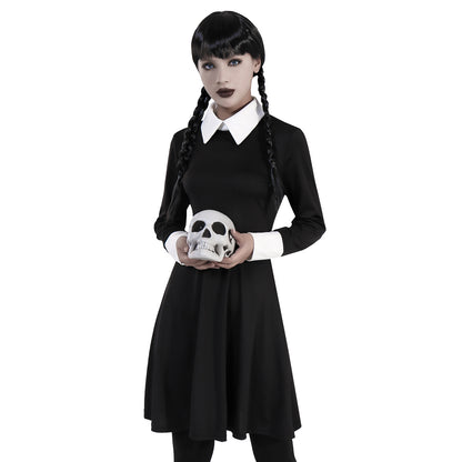 Women’s Dark Retro Halloween Dress – Long Sleeve A-Line