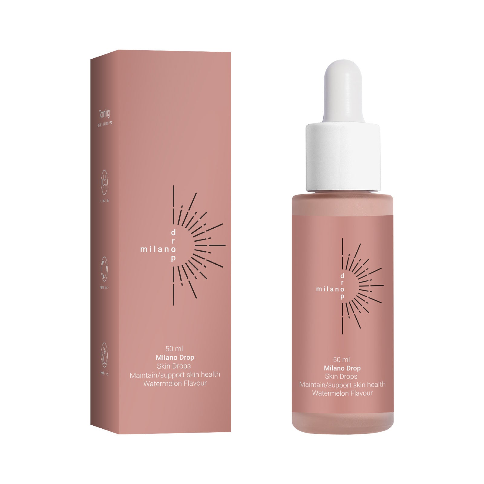 Face and body tanning serum drops with bronzing and fine line repair properties, 60ml.