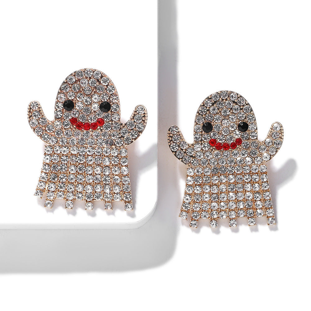 Rhinestone Geometric Halloween Earrings