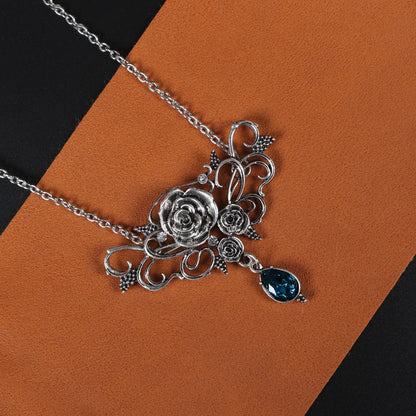 Halloween Black Flower Pendant Necklace