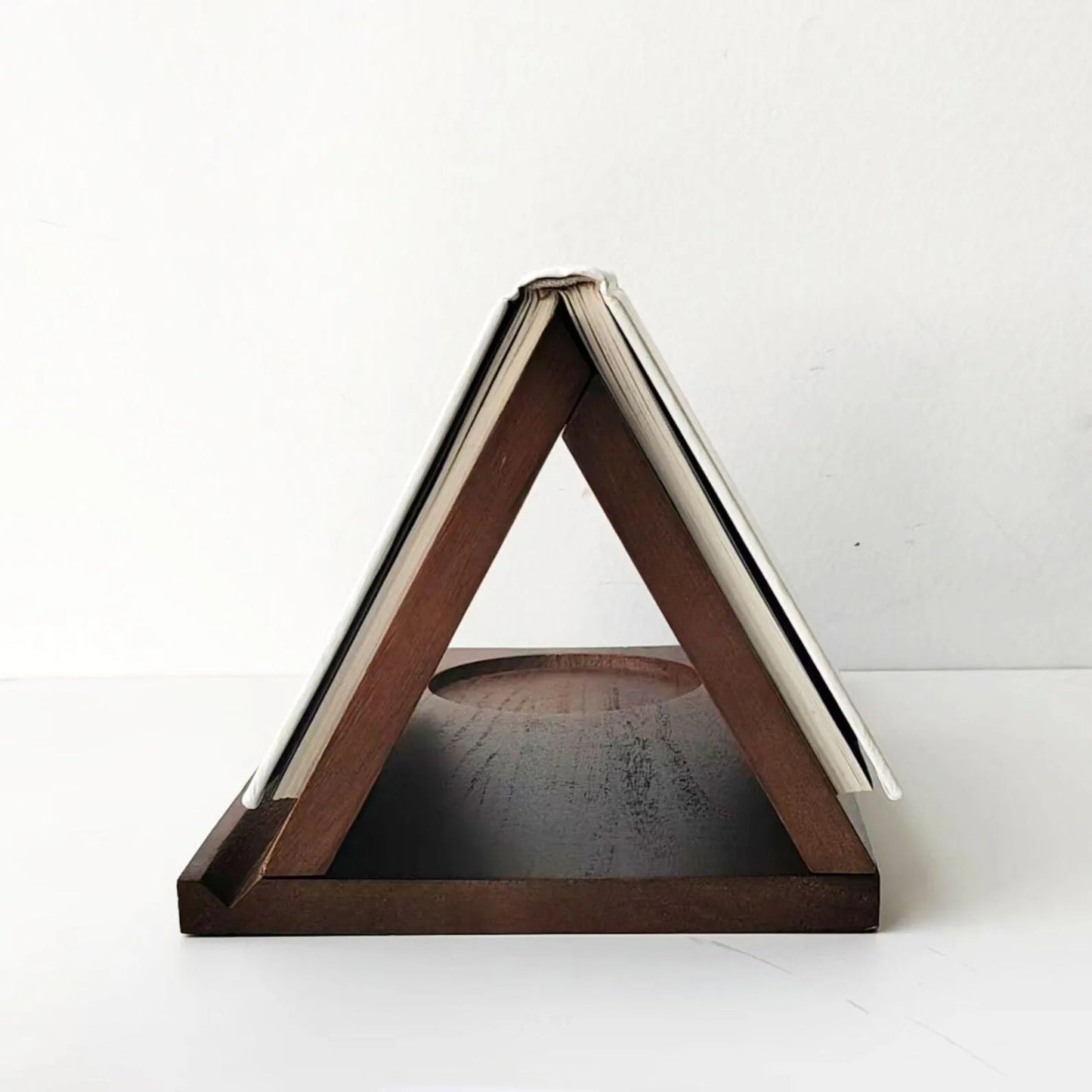 Wooden Book Stand with Cup Holder Acacia Desk Organizer Reading Rack