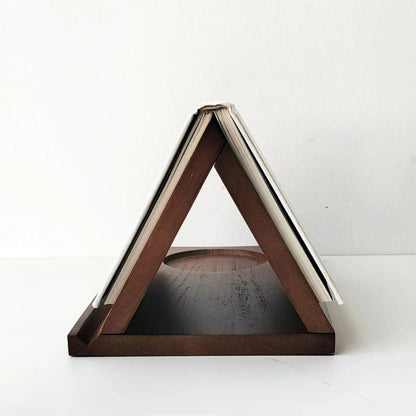 Wooden Book Stand with Cup Holder Acacia Desk Organizer Reading Rack
