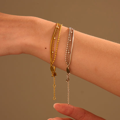 Multi-layer Stainless Steel Twin Inlaid Zircon Bracelet