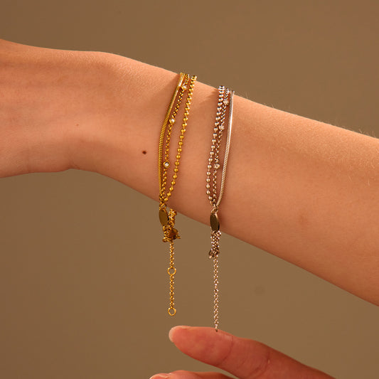 Multi-Layer Stainless Steel Zircon Bracelet – 18K Fashion