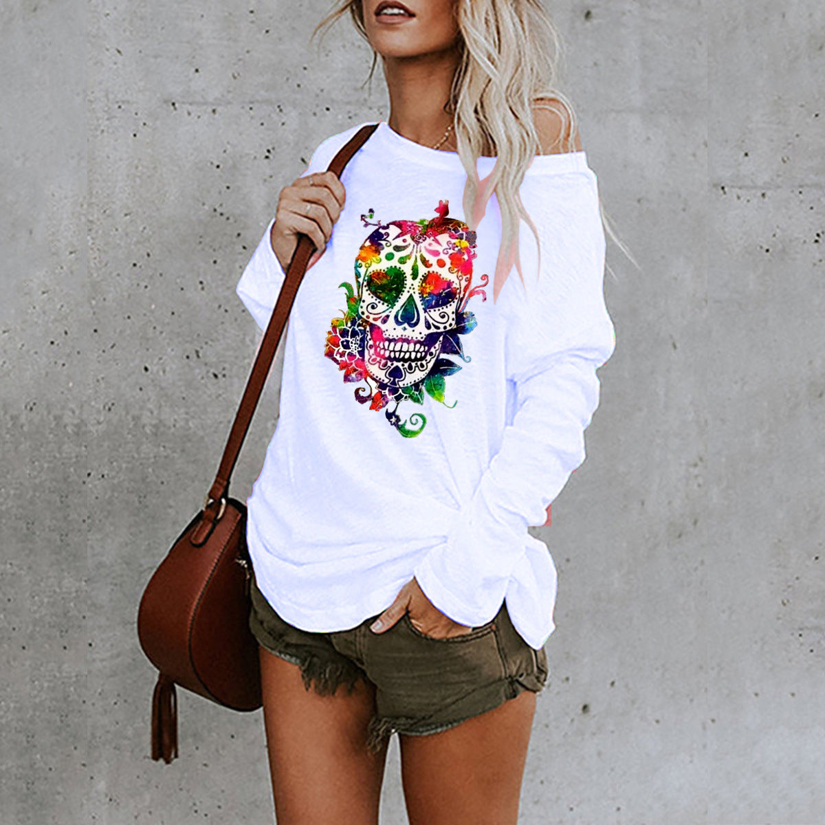Halloween Printed Irregular Mid-Length T-Shirt – Street Style