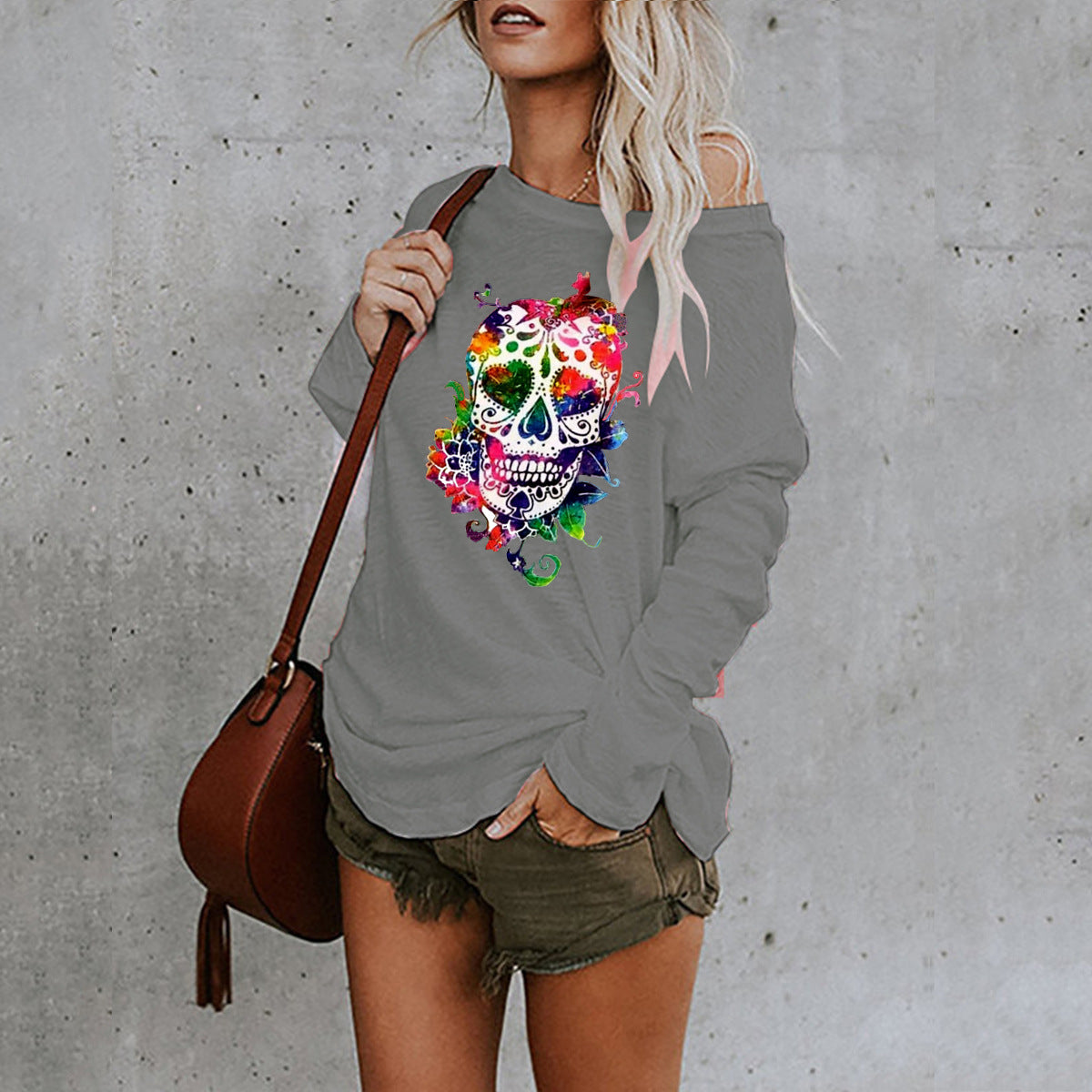Halloween Printed Irregular Mid-Length T-Shirt – Street Style