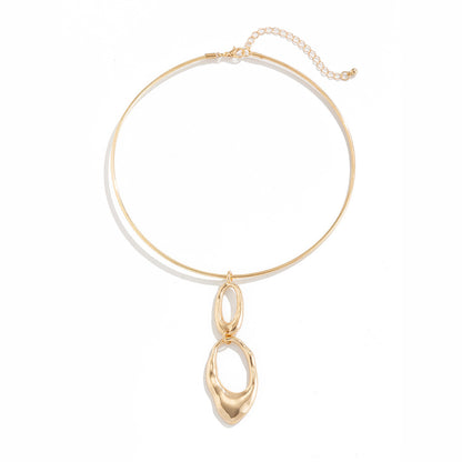European And American Simple Minority Fashion Golden Versatile Advanced Glossy Spring Open Necklace