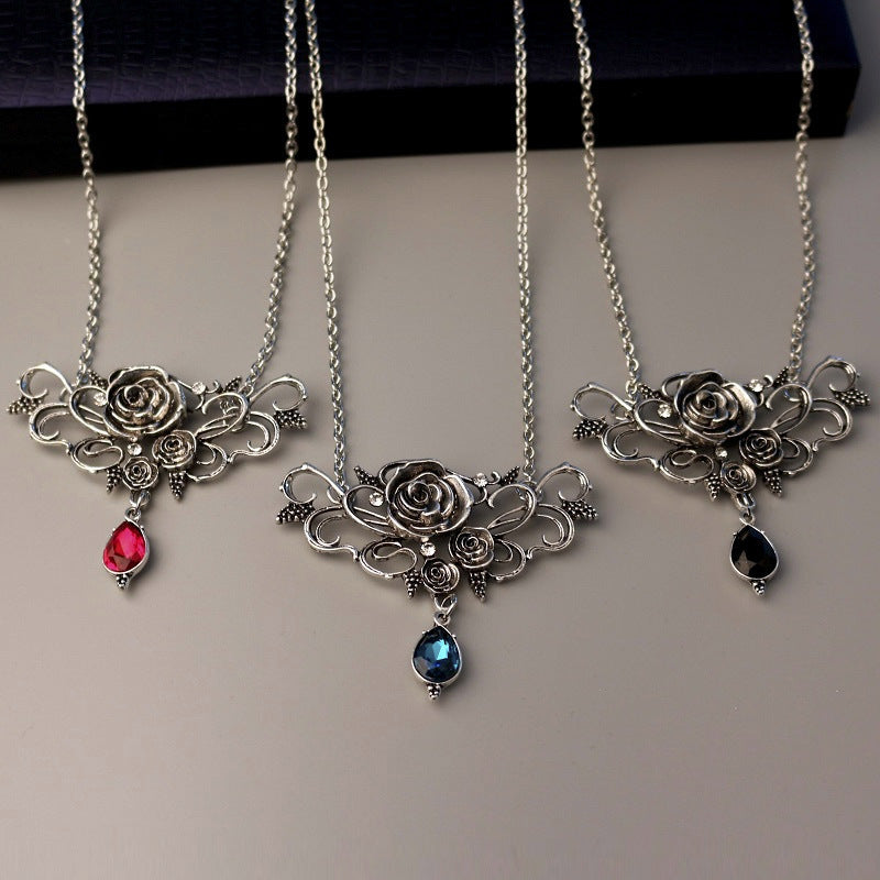 Halloween Black Flower Pendant Necklace