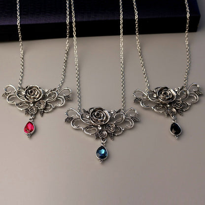 Halloween Black Flower Pendant Necklace