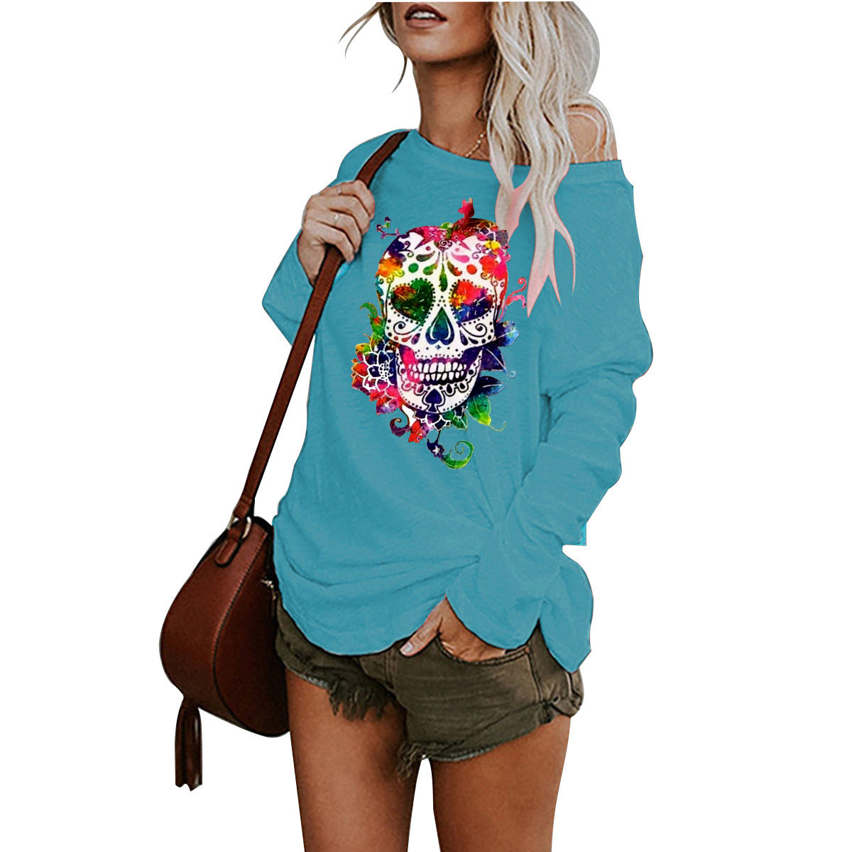 Halloween Printed Irregular Mid-Length T-Shirt – Street Style