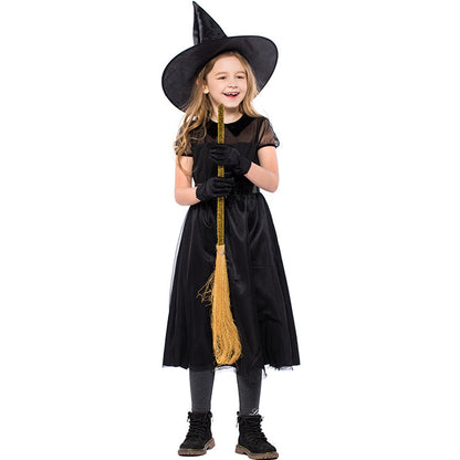 Kids Black Mesh Witch Costume
