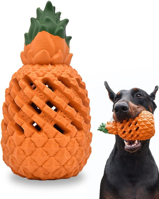 Indestructible Pineapple Dog Chew Toy – Durable Natural Rubber
