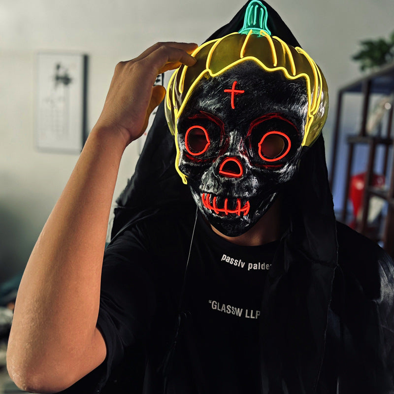 LED Glowing Pumpkin Skull Halloween Mask