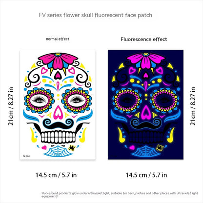 Halloween Fluorescent Death Face Stickers