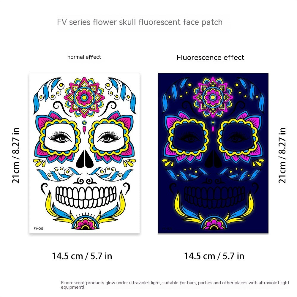 Halloween Fluorescent Death Face Stickers