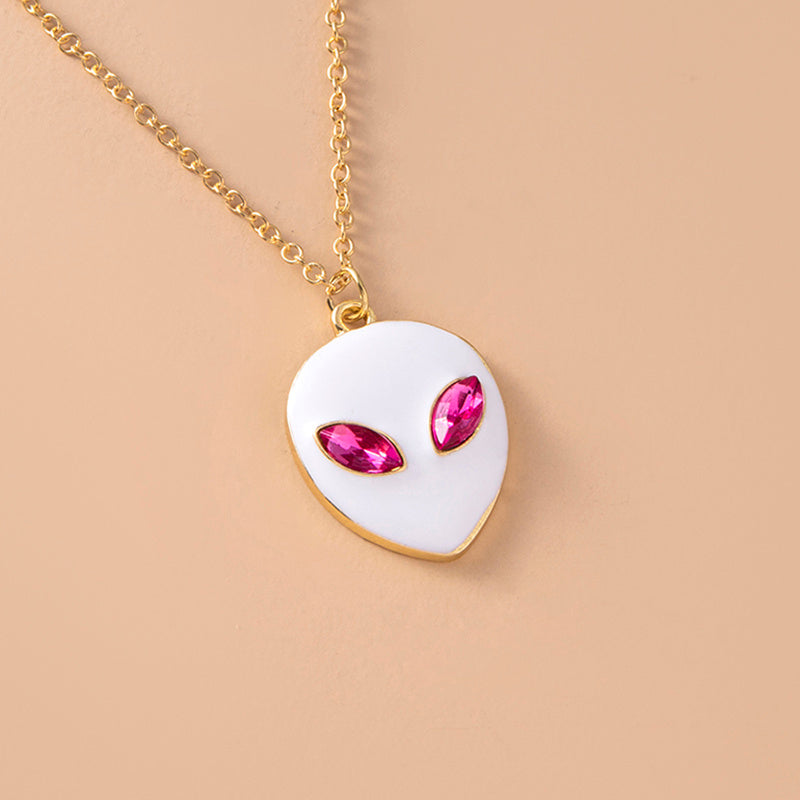 Halloween Alien Face Pendant Necklace