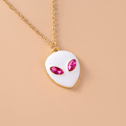 Halloween Alien Face Pendant Necklace