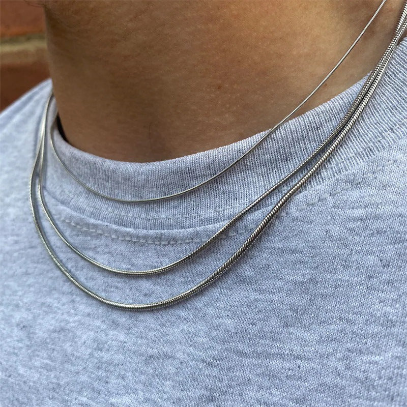 Women's Long Stainless Steel Necklace Simple Couple