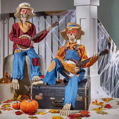 Halloween Skeleton Banjo Decoration – Light-Up Option