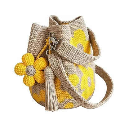 Crochet Flower Bag Handmade Boho Tote Bag Vintage Style Shoulder Bag