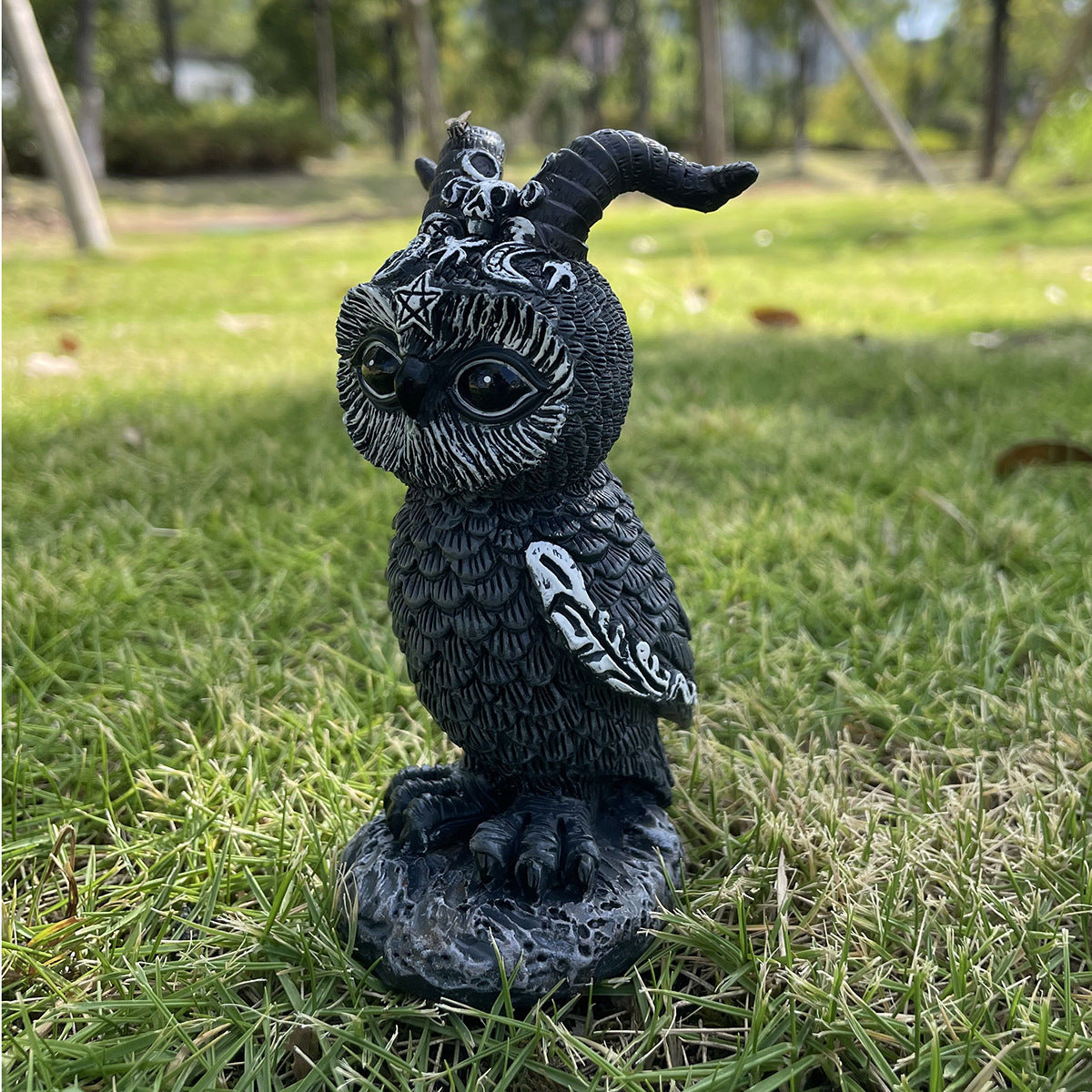 Hand-Painted Owl Halloween Ornament – Resin Craft