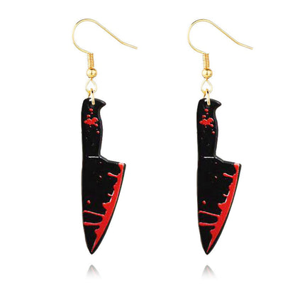 Halloween Bloodstained Axe Acrylic Earrings – Retro