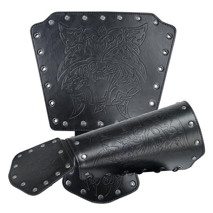 Nordic Viking Wolf Leather Wrist Guard – Retro Style