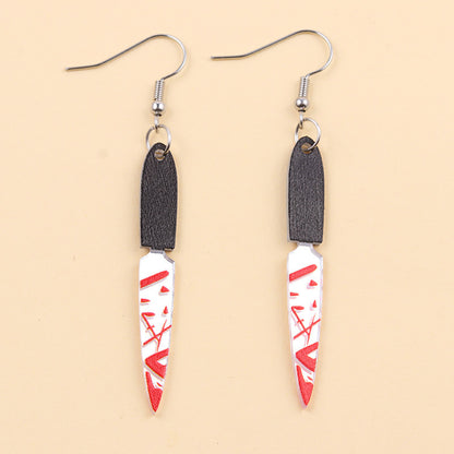 Halloween Bloodstained Axe Acrylic Earrings – Retro