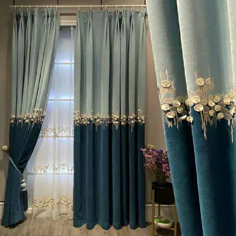 Light Luxury Seamless Stitche Curtains for Living Room Bedroom American Pastoral Style Curtain Window Treatment Home Decoration