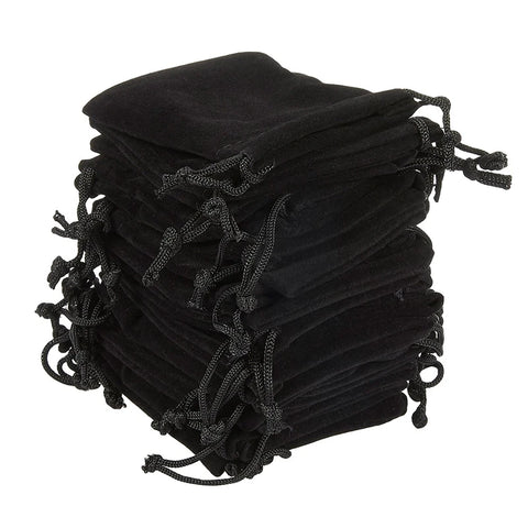 Soft Velvet Pouches Drawstrings for Jewelry Gift Packaging Pack of 100 Pouch Bags for party wedding Supplies Black