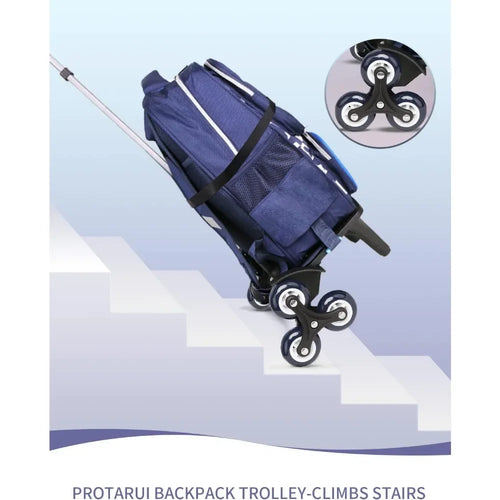 Backpack Trolley with 6 Wheels Can Climb Stairs Foldable Rolling Luggage Cart Kids Luggage Accessories School Bag Stroller