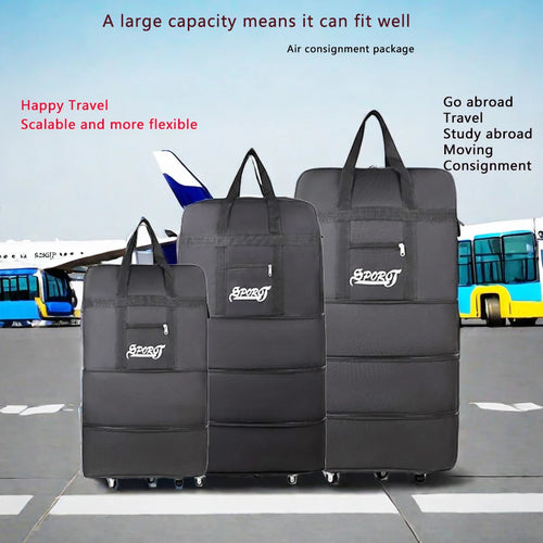 Luggage Bag With Wheels Expandable Folding Oxford Trolley Suitcase Unisex Carrier Bag Weekend Trip Airplane Luggage Storage Bag