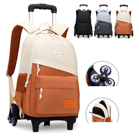 New Trolley Backpack with Wheels Luggage Mochilas Para Estudiantes Rolling Sacoche Homme Nylon Sac A Dos Hommes School Cartable