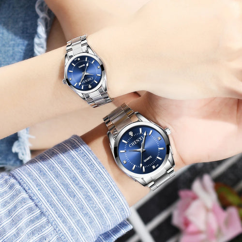 CHENXI Couple Watch Stainless Steel Strap Fashion Men Women Quartz Wristwatches Gifts Items His Hers Watch Sets Free Shipping