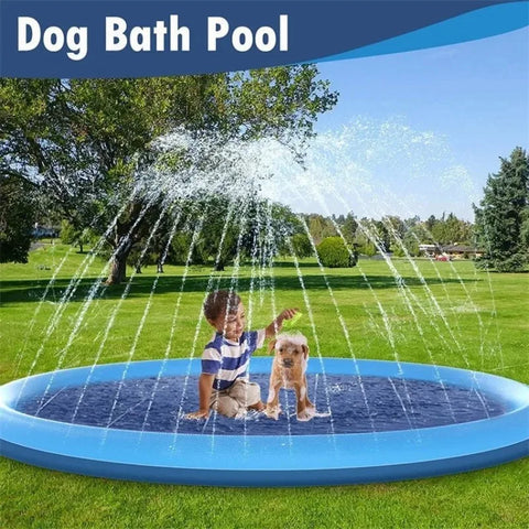 100/150/200cm Summer Pet Spray Pad Folding Inflatable Swimming Pool for Dogs Kids Outdoor Interactive Fountain Toys