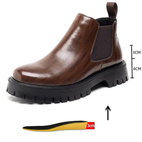 Height Increasing Chelsea Boots Winter Thick Sole Lifted Shoes Men Invisible Heel Luxury Trainers