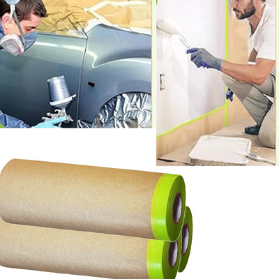 10Rolls Floor Paint Application Self Adhesive Pre Taped Automative Supplies Wall Treatment Masking Paper For Painting Covering