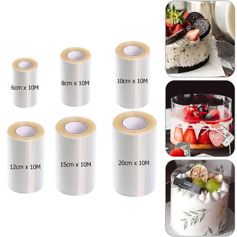 6/8/10/12/15/20cm 10M Acetate Roll Cake Collar Transparent Mousse Cake Surround Film for Chocolate Mousse Cake Decoration