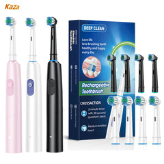 Smart Electric Toothbrush Rechargeable Rotary Tooth Brush for Adults Deep Teeth Cleaning with 8 Soft Brush Heads Oral Care