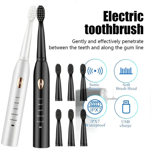 Electric Toothbrush For Rechargeable Tooth Brushes Washable Electronic Whitening Teeth Brush Timer Brush Whit Replace Clean Head