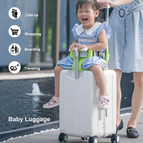 New Upgraded Version Baby Ride On Trolley Luggage Lazy Kids Troley Case Box Suitcase Roling Luggage Carry Ons 20 Inch Travel