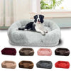 Plush large dog bed with a dog lying on it, available in multiple colors.