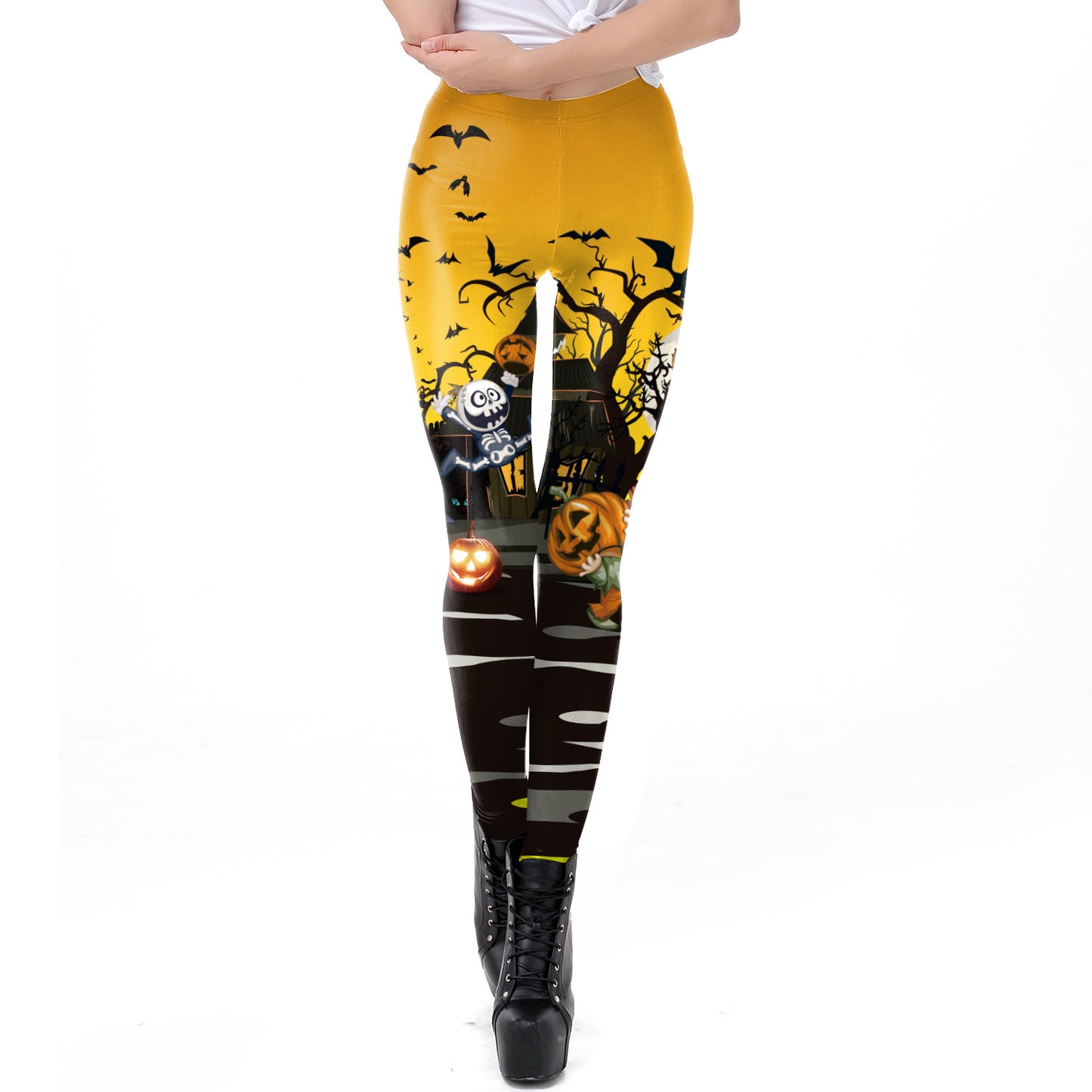 Halloween Skull Print Ladies Leggings