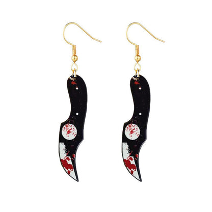 Halloween Bloodstained Axe Acrylic Earrings – Retro