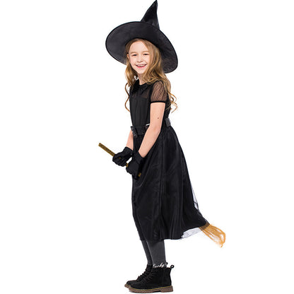 Kids Black Mesh Witch Costume