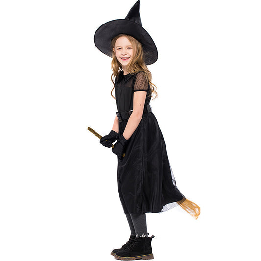 Kids Black Mesh Witch Costume