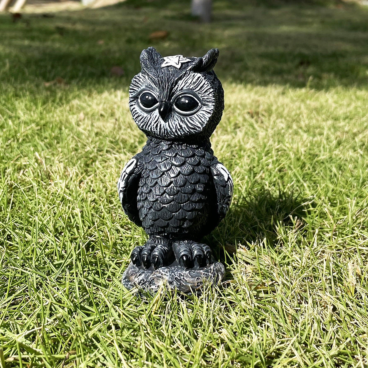 Hand-Painted Owl Halloween Ornament – Resin Craft