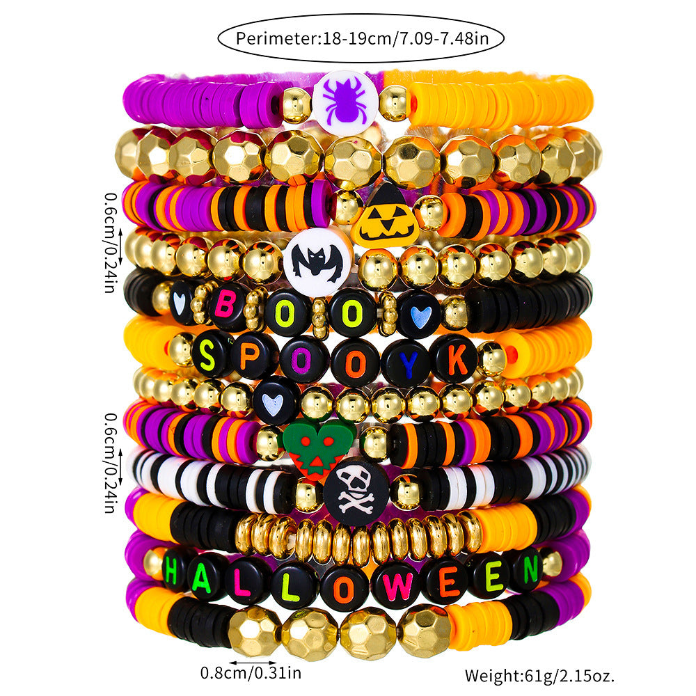 Halloween Ghost Polymer Clay Bracelet Set