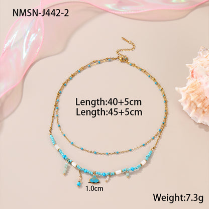 Color Beads String Necklace Stainless Steel Earring Bracelet