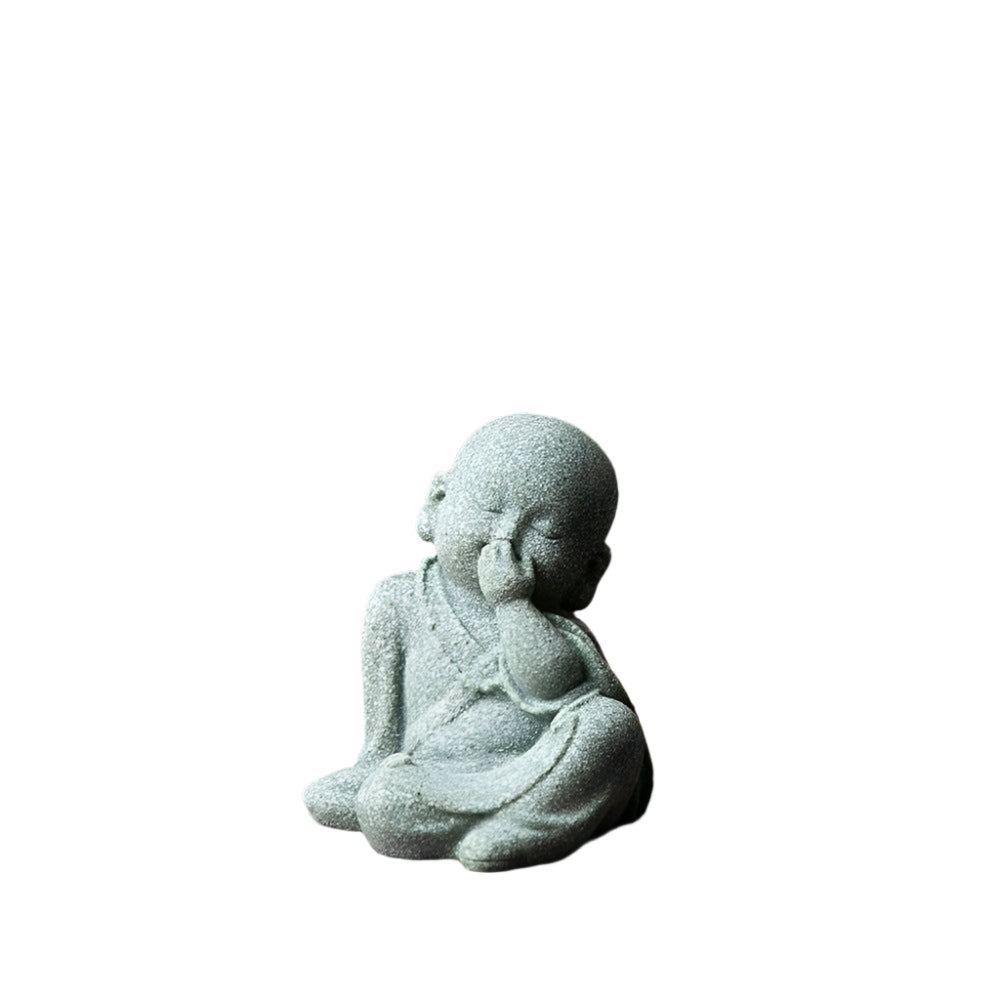 Creative Samanera resin bonsai decoration with a serene expression, perfect for garden or home decor.